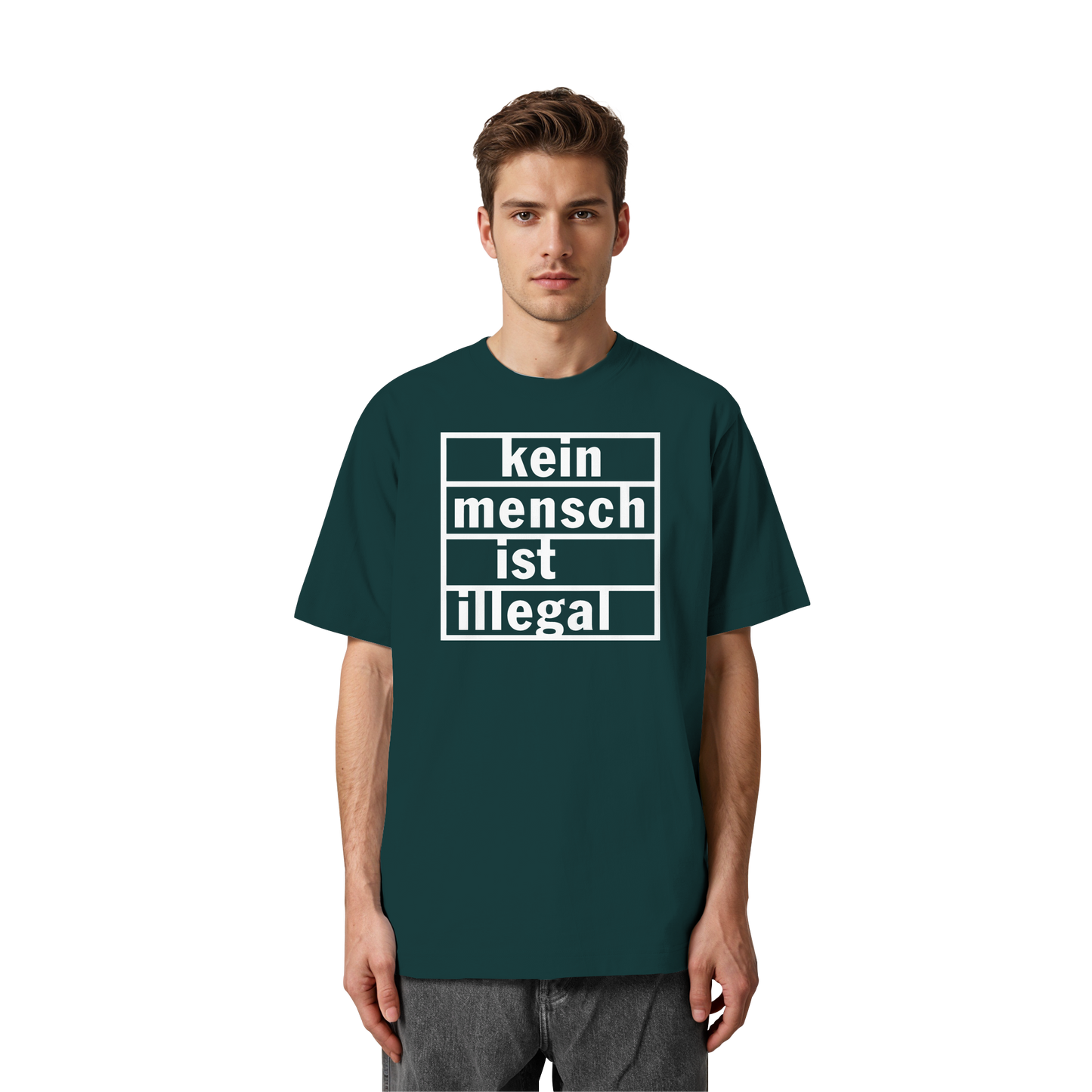 Kein Mensch ist illegal (Weiß) - Oversized T-Shirt