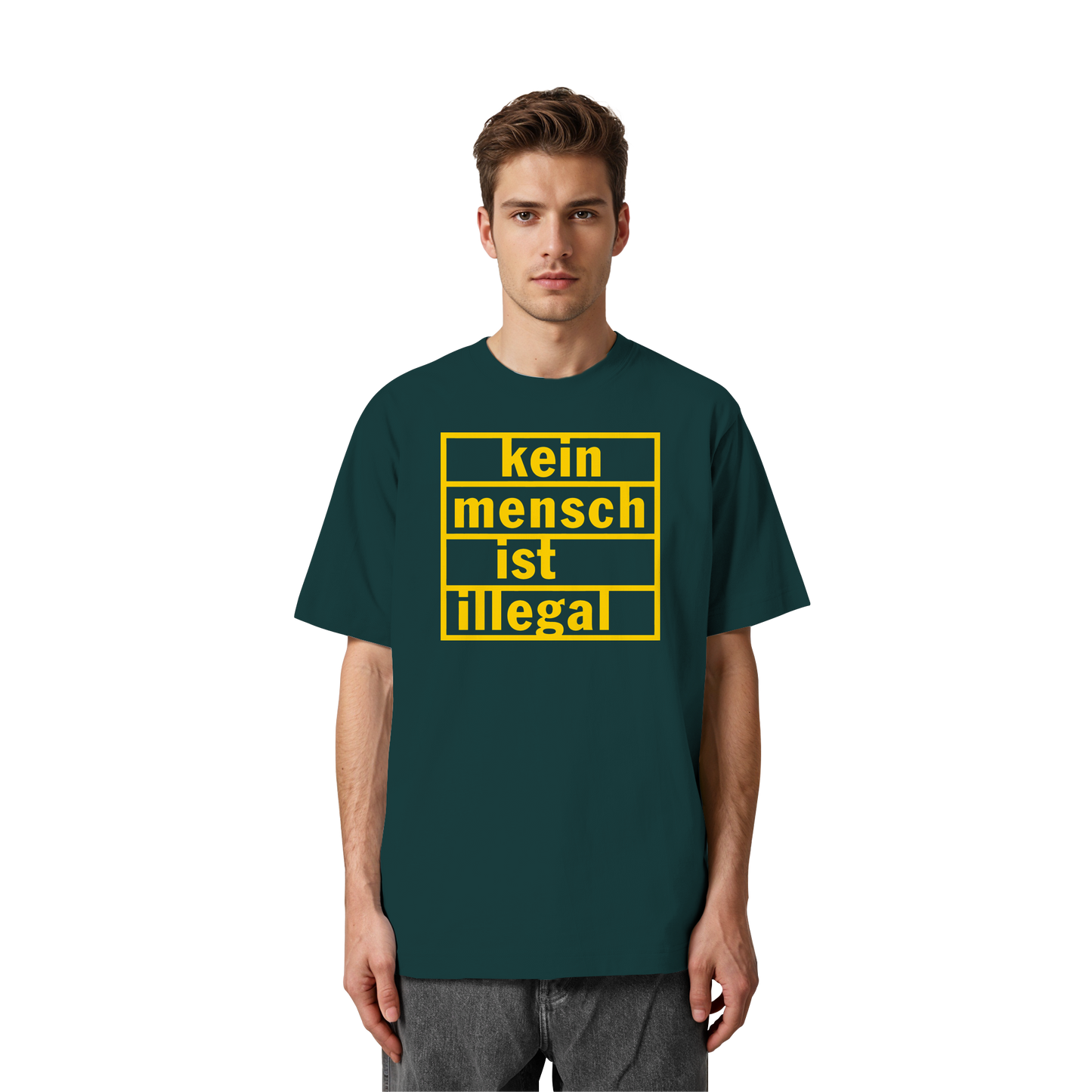 Kein Mensch ist illegal (Gelb) - Oversized T-Shirt