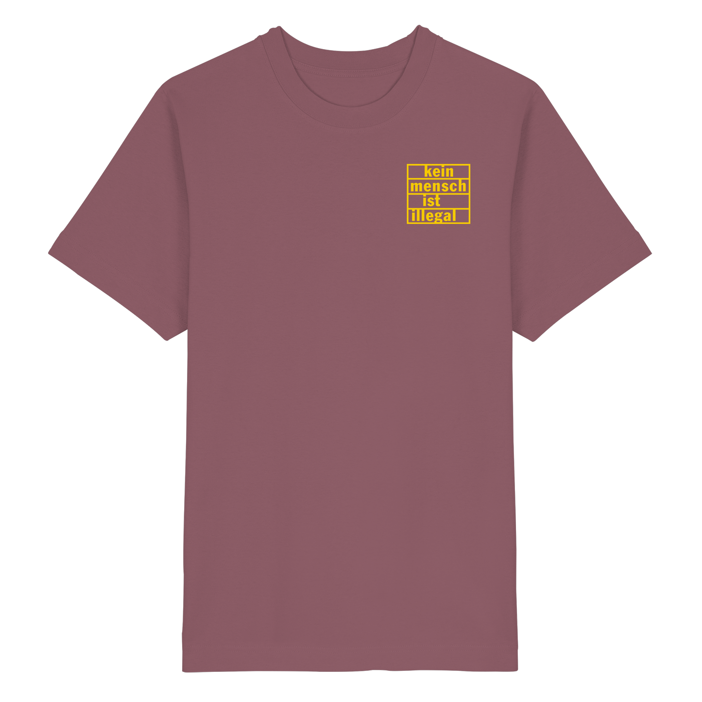 Kein Mensch ist illegal (Gelb; kleiner Druck) - Oversized T-Shirt