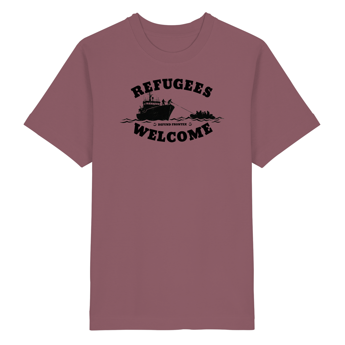 Refugees Welcome at sea (Schwarz) - Oversized T-Shirt