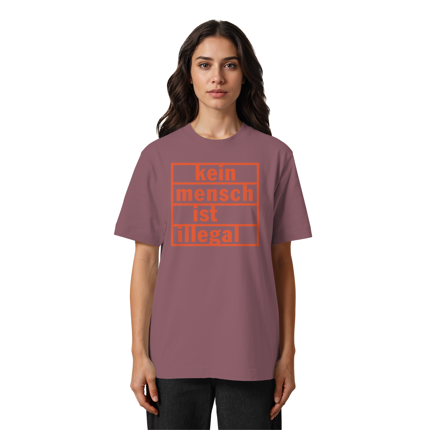Kein Mensch ist illegal (Orange) - Oversized T-Shirt