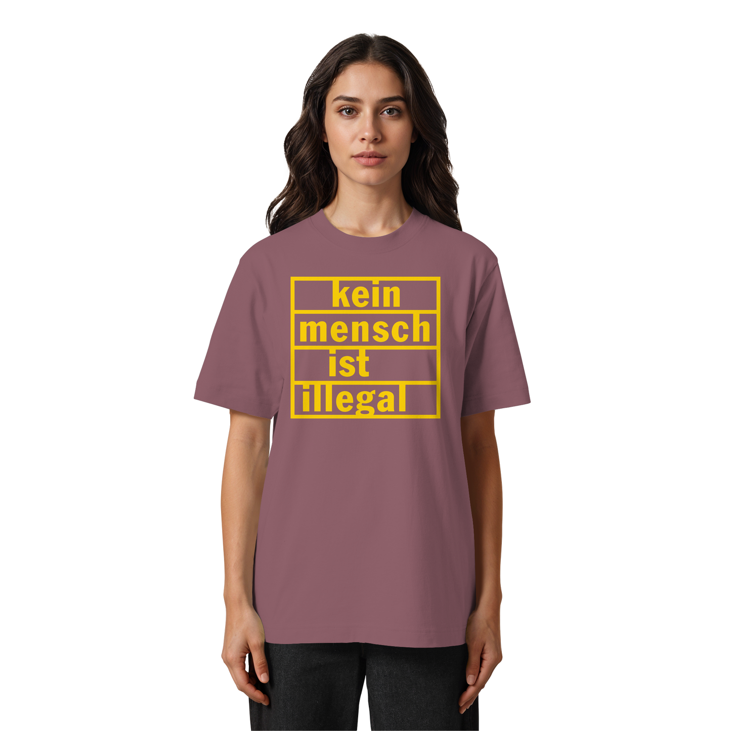 Kein Mensch ist illegal (Gelb) - Oversized T-Shirt