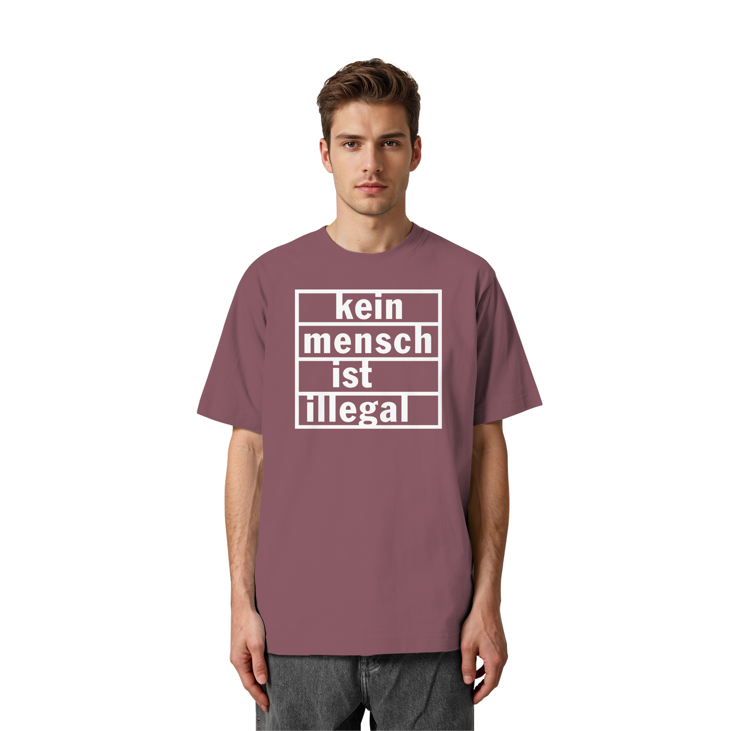 Kein Mensch ist illegal (Weiß) - Oversized T-Shirt