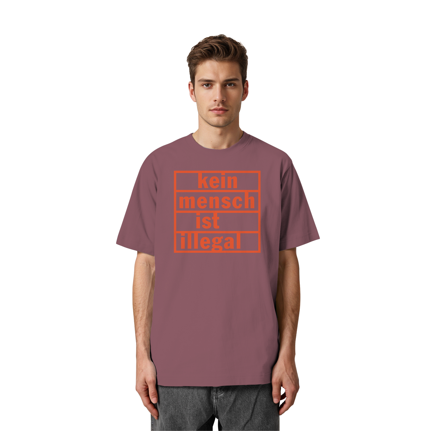 Kein Mensch ist illegal (Orange) - Oversized T-Shirt