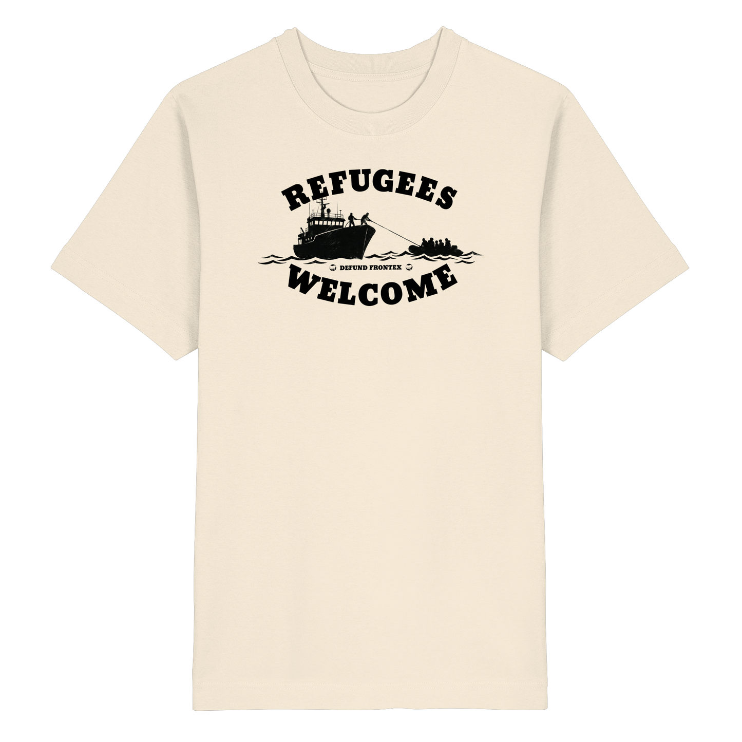 Refugees Welcome at sea (Schwarz) - Oversized T-Shirt