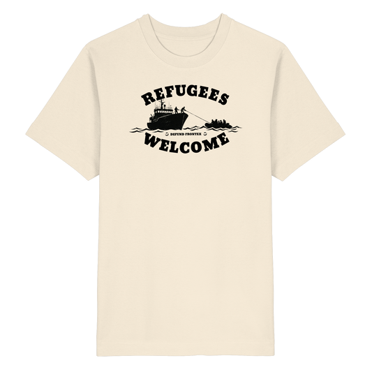 Refugees Welcome at sea (Schwarz) - Oversized T-Shirt