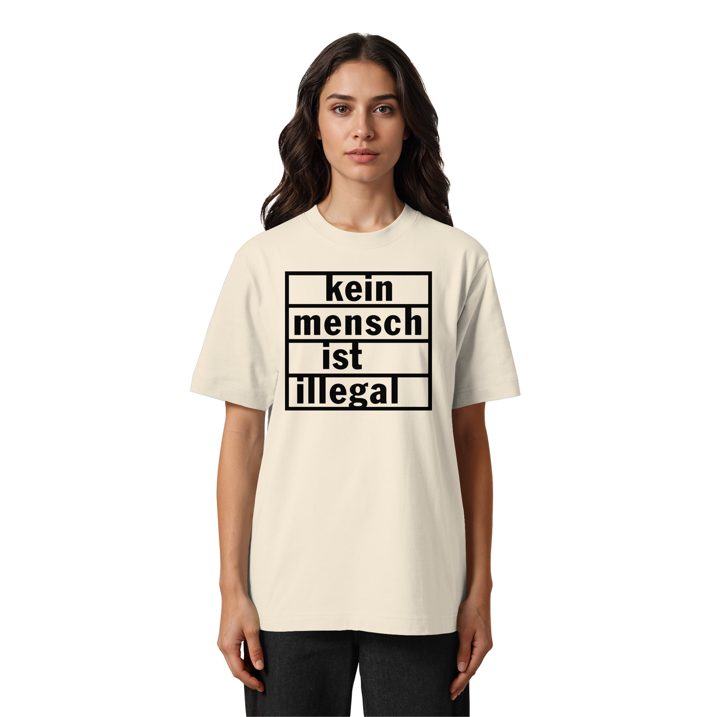 Kein Mensch ist illegal (Schwarz) - Oversized T-Shirt