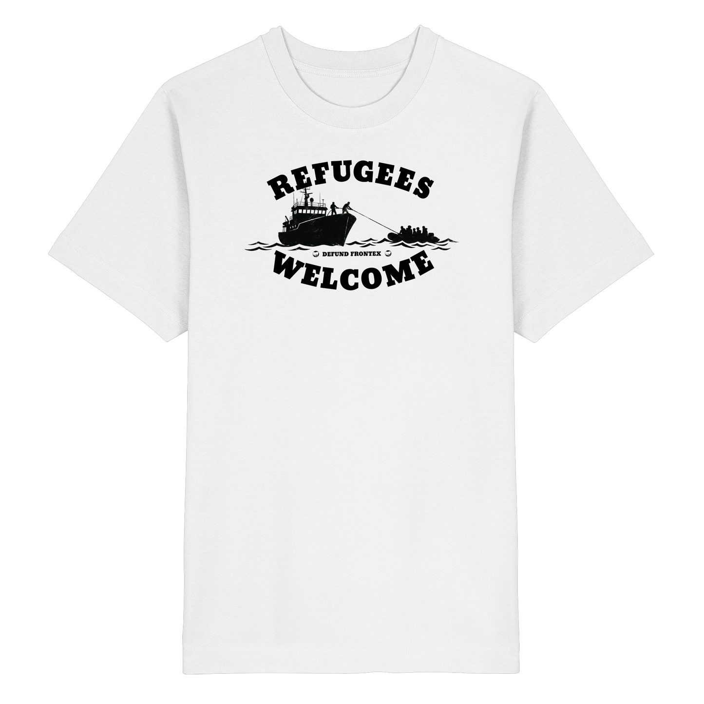 Refugees Welcome at sea (Schwarz) - Oversized T-Shirt