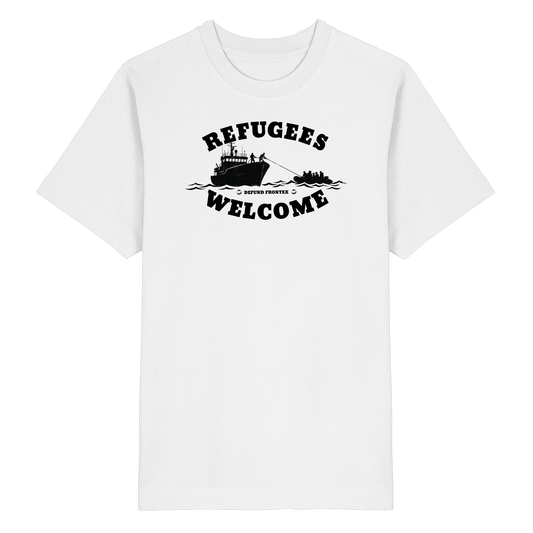 Refugees Welcome at sea (Schwarz) - Oversized T-Shirt