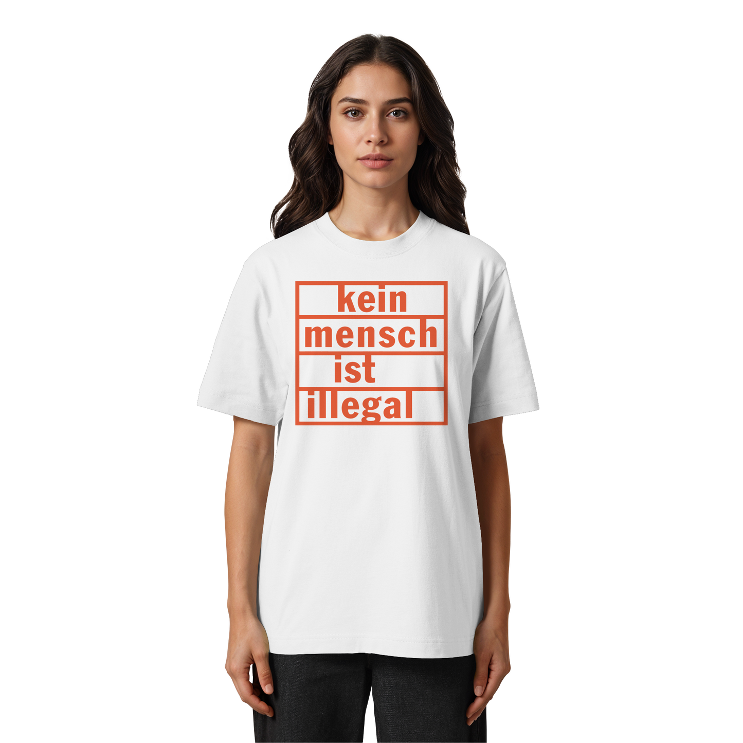Kein Mensch ist illegal (Orange) - Oversized T-Shirt