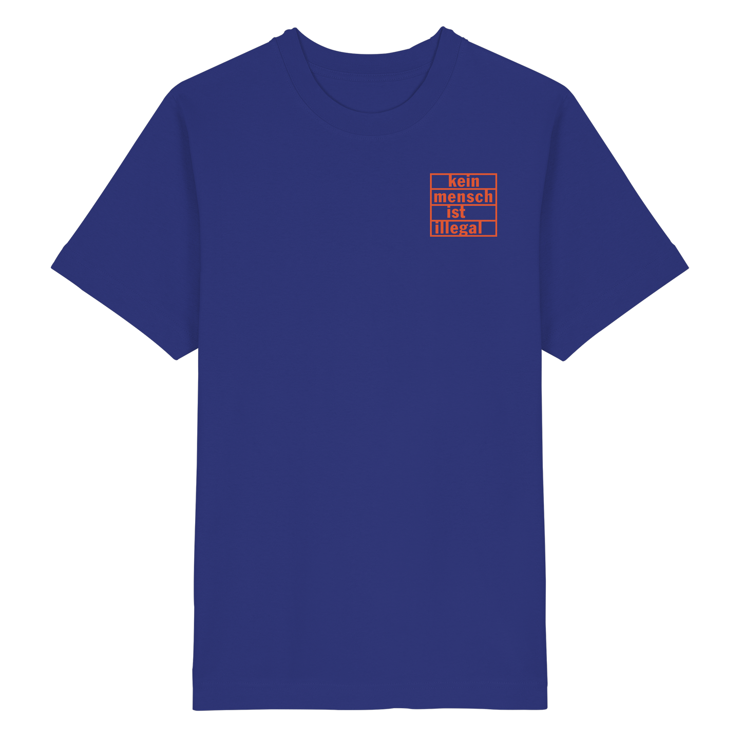 Kein Mensch ist illegal (Orange; kleiner Druck) - Oversized T-Shirt