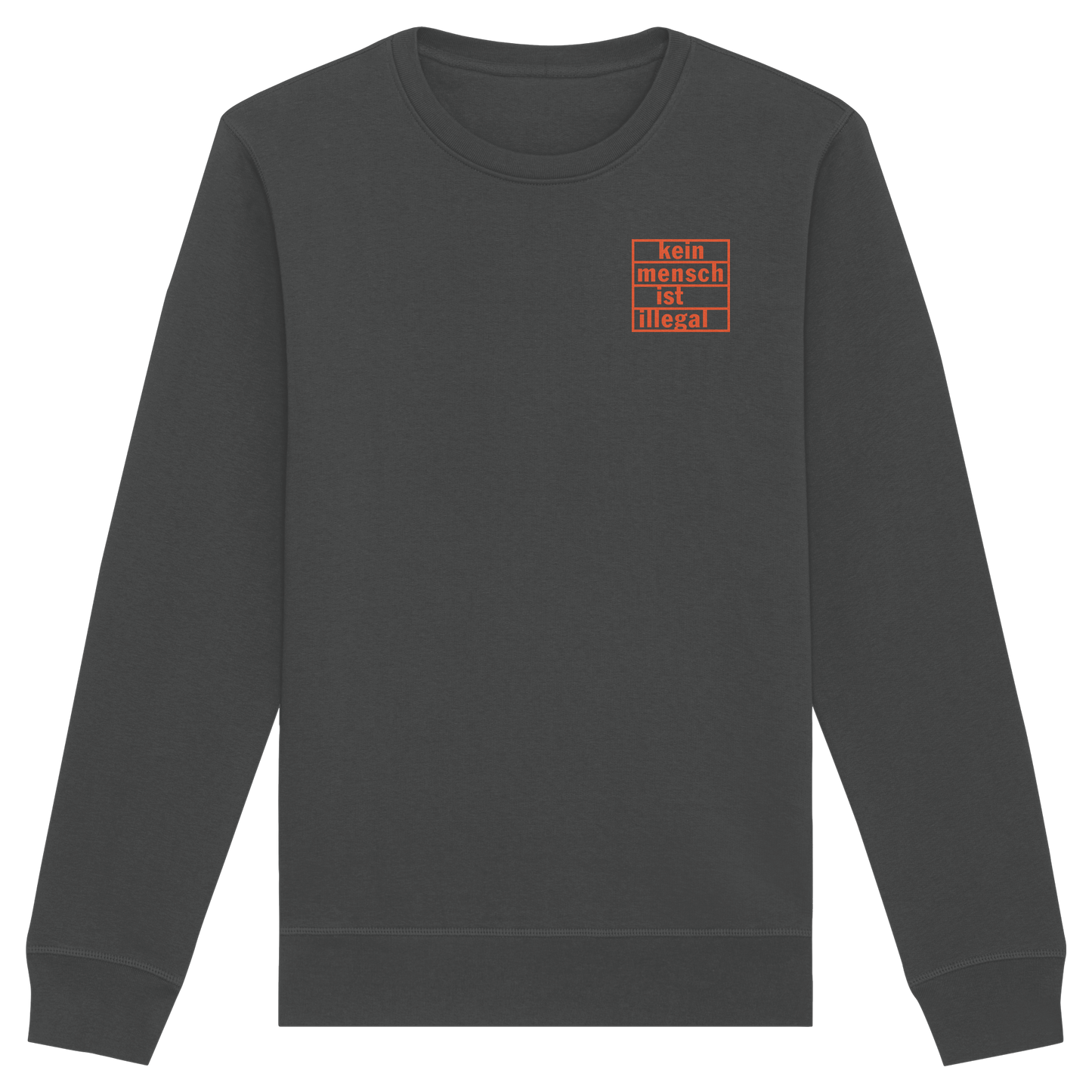 Kein Mensch ist illegal (Orange; kleiner Druck) - Sweatshirt