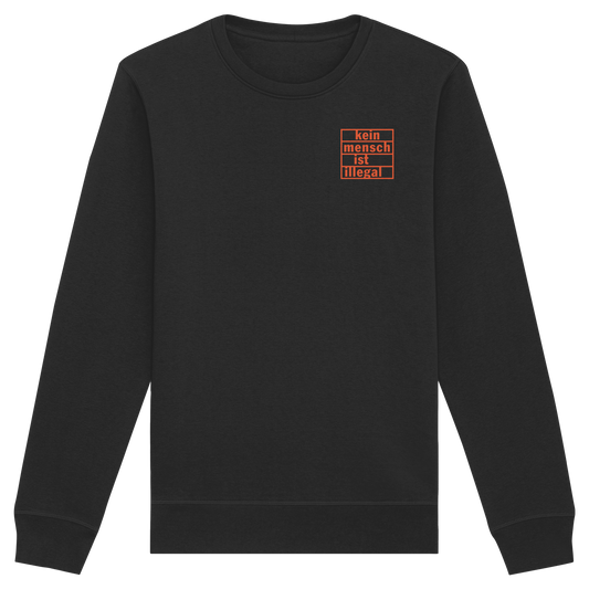 Kein Mensch ist illegal (Orange; kleiner Druck) - Sweatshirt