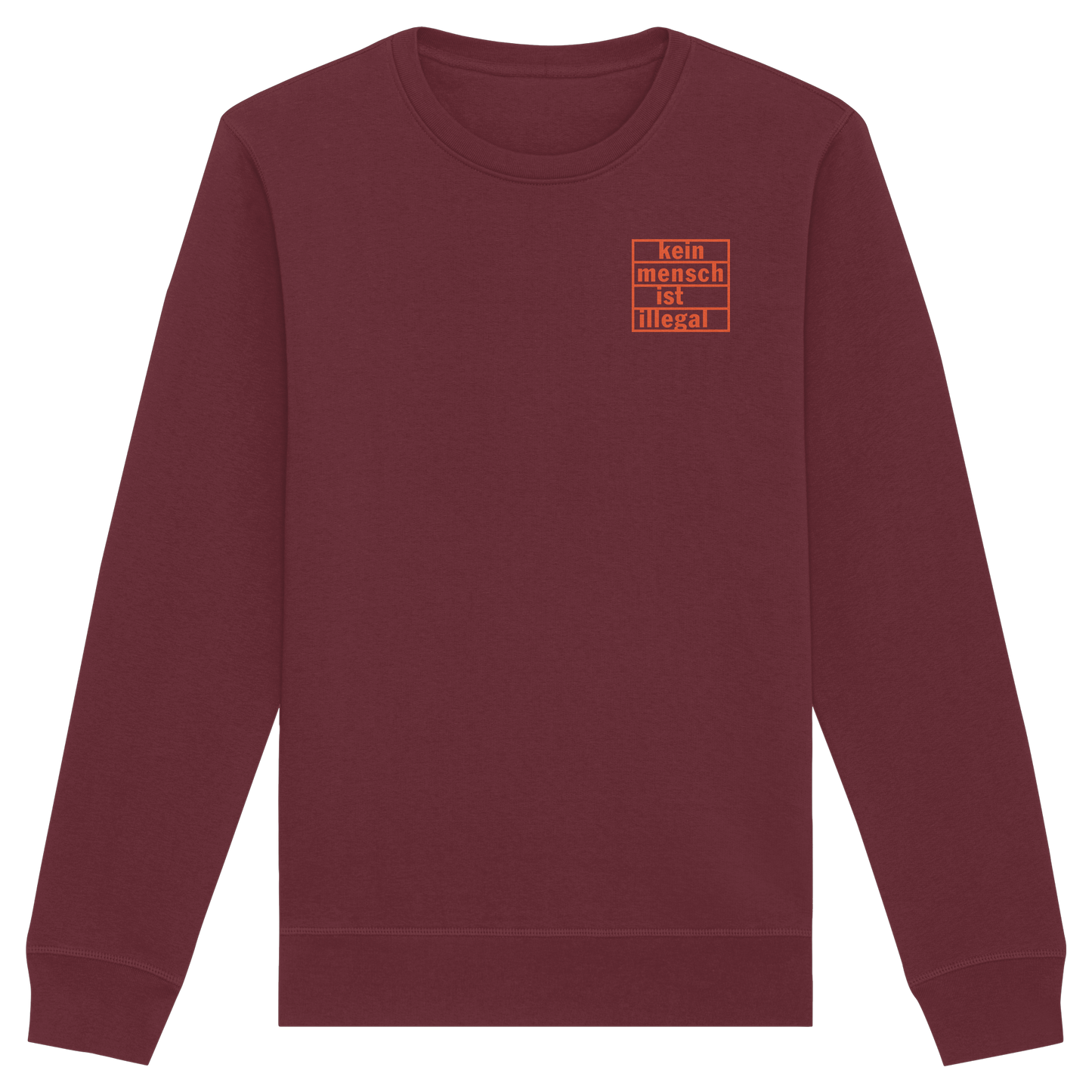 Kein Mensch ist illegal (Orange; kleiner Druck) - Sweatshirt