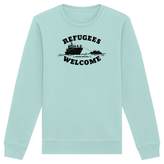 Refugees Welcome at sea (Schwarz) - Sweatshirt
