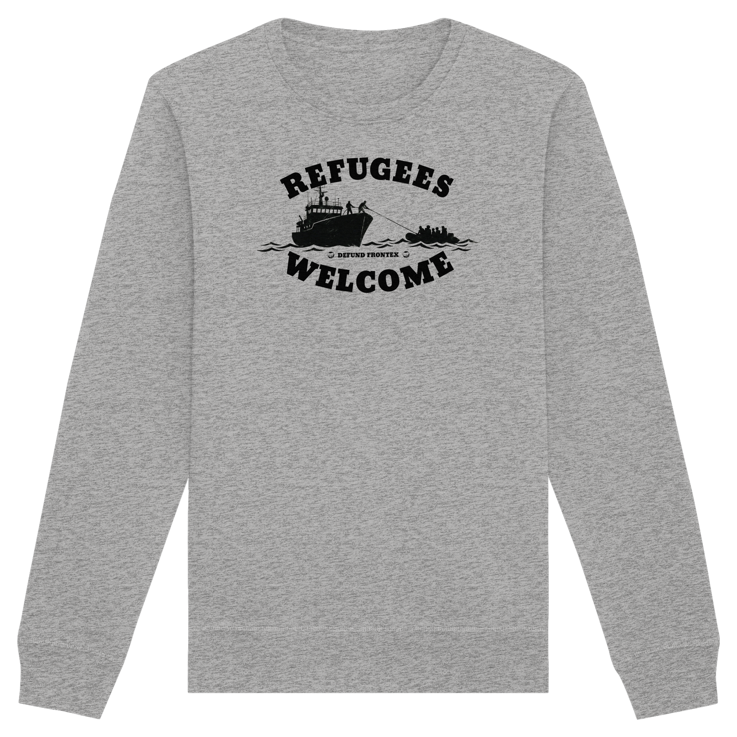 Refugees Welcome at sea (Schwarz) - Sweatshirt