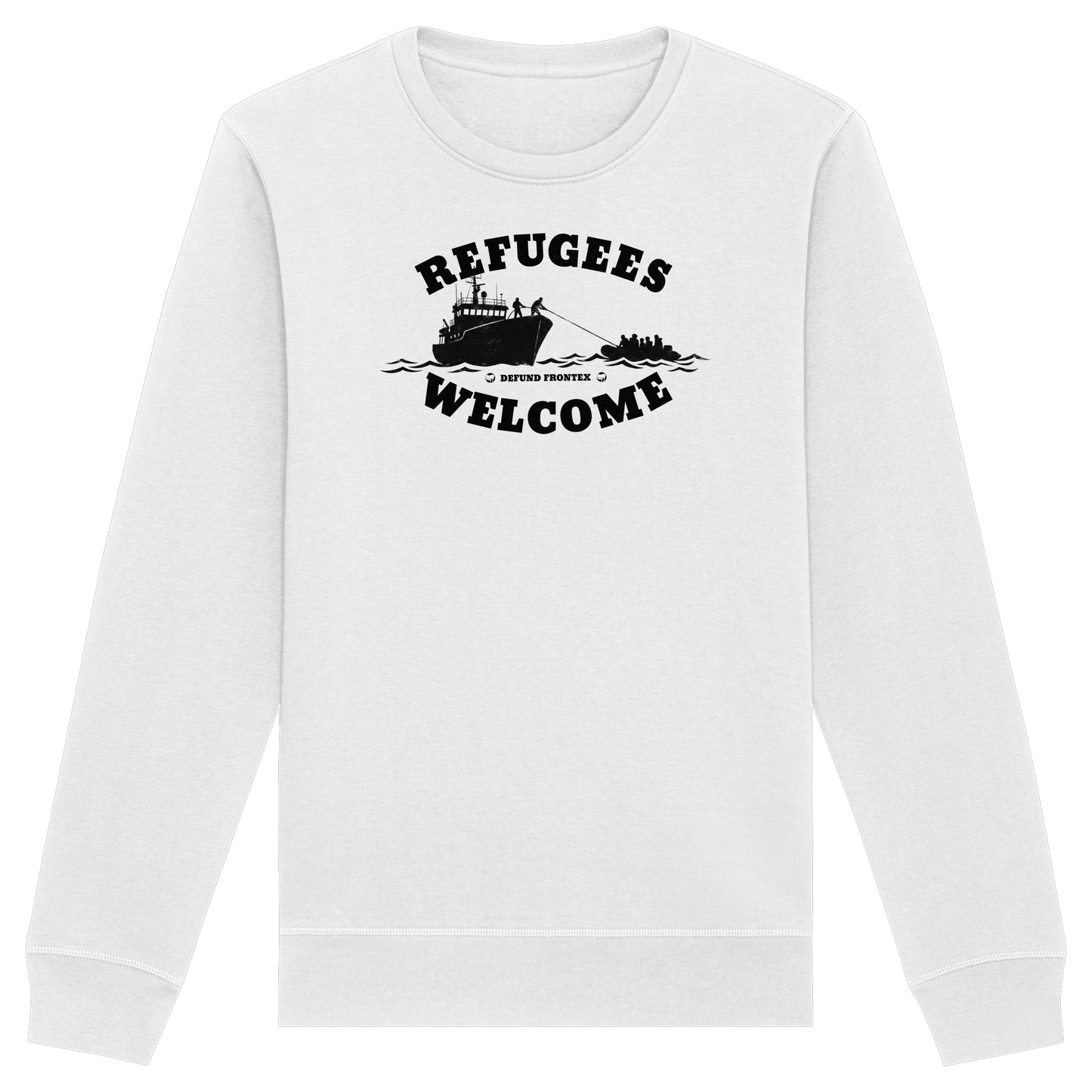 Refugees Welcome at sea (Schwarz) - Sweatshirt