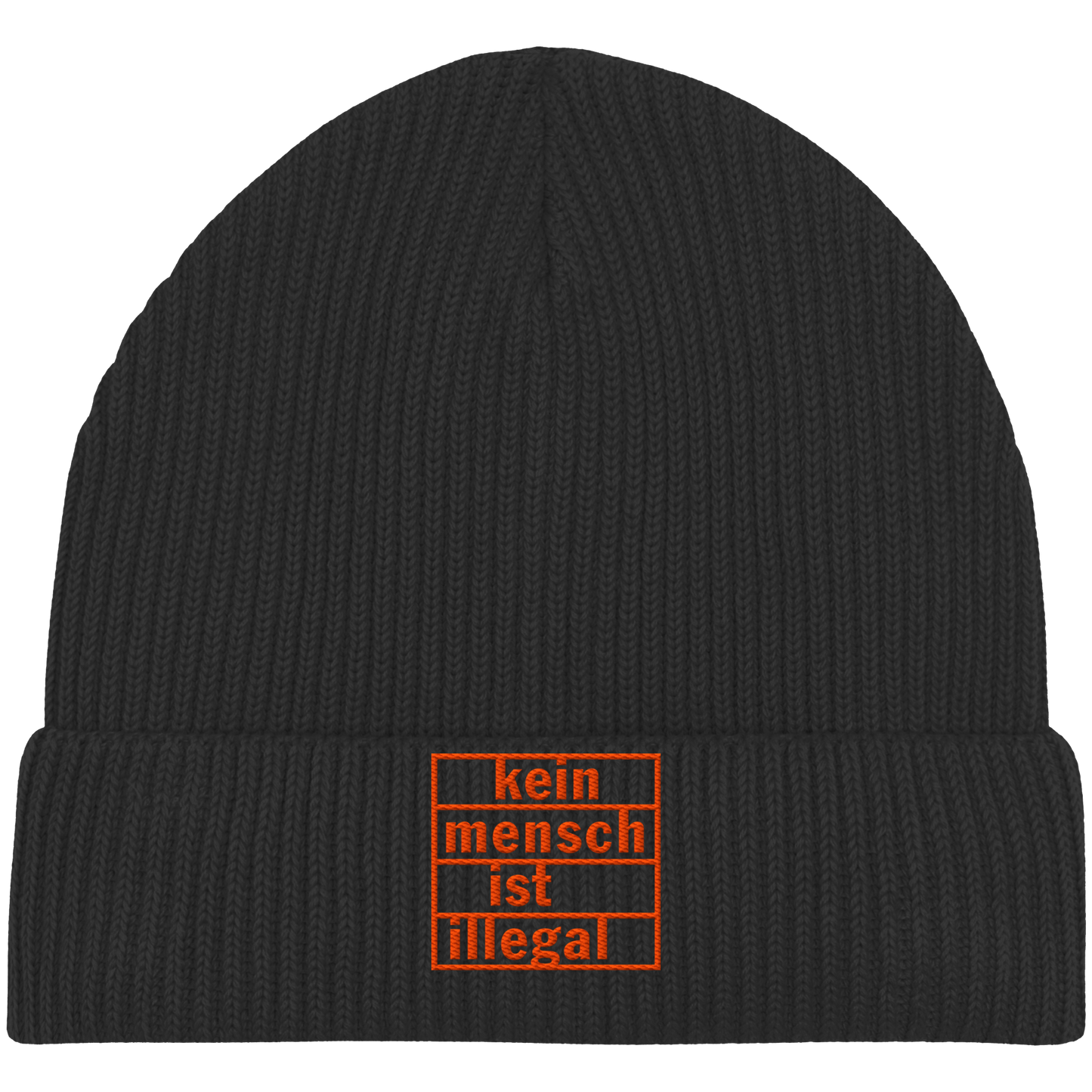 Kein Mensch ist illegal (Orange) - Fisherman Beanie