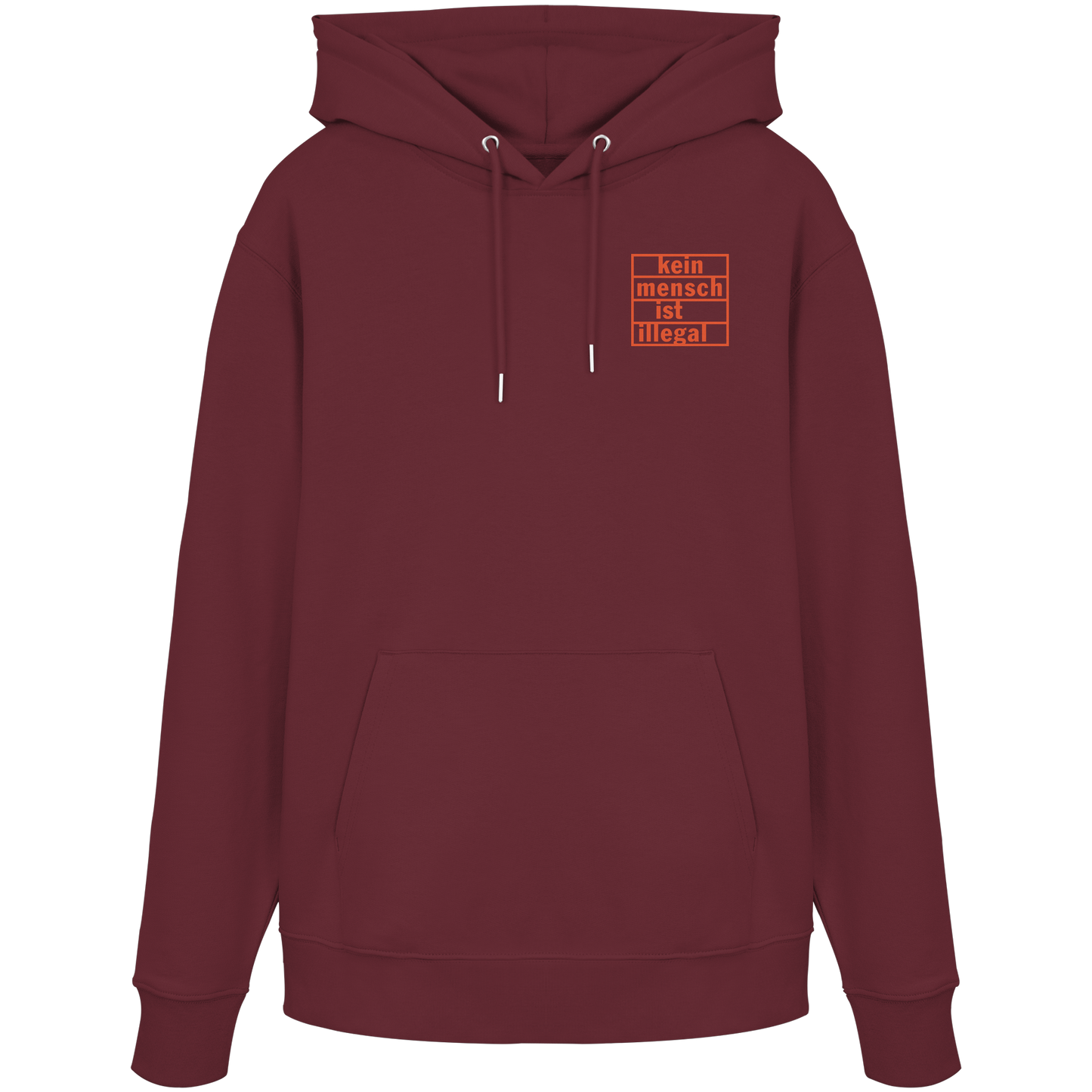 Kein Mensch ist illegal (Orange; kleiner Druck) - Hoodie