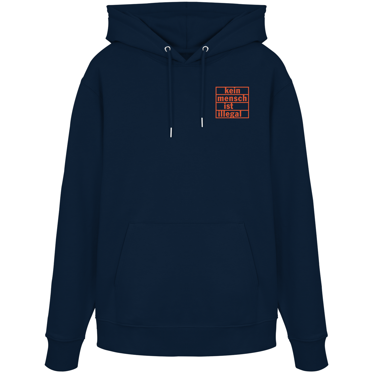 Kein Mensch ist illegal (Orange; kleiner Druck) - Hoodie