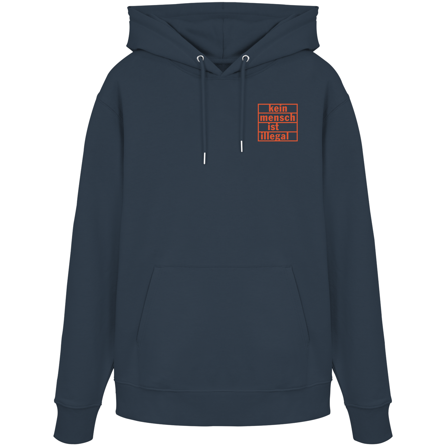 Kein Mensch ist illegal (Orange; kleiner Druck) - Hoodie