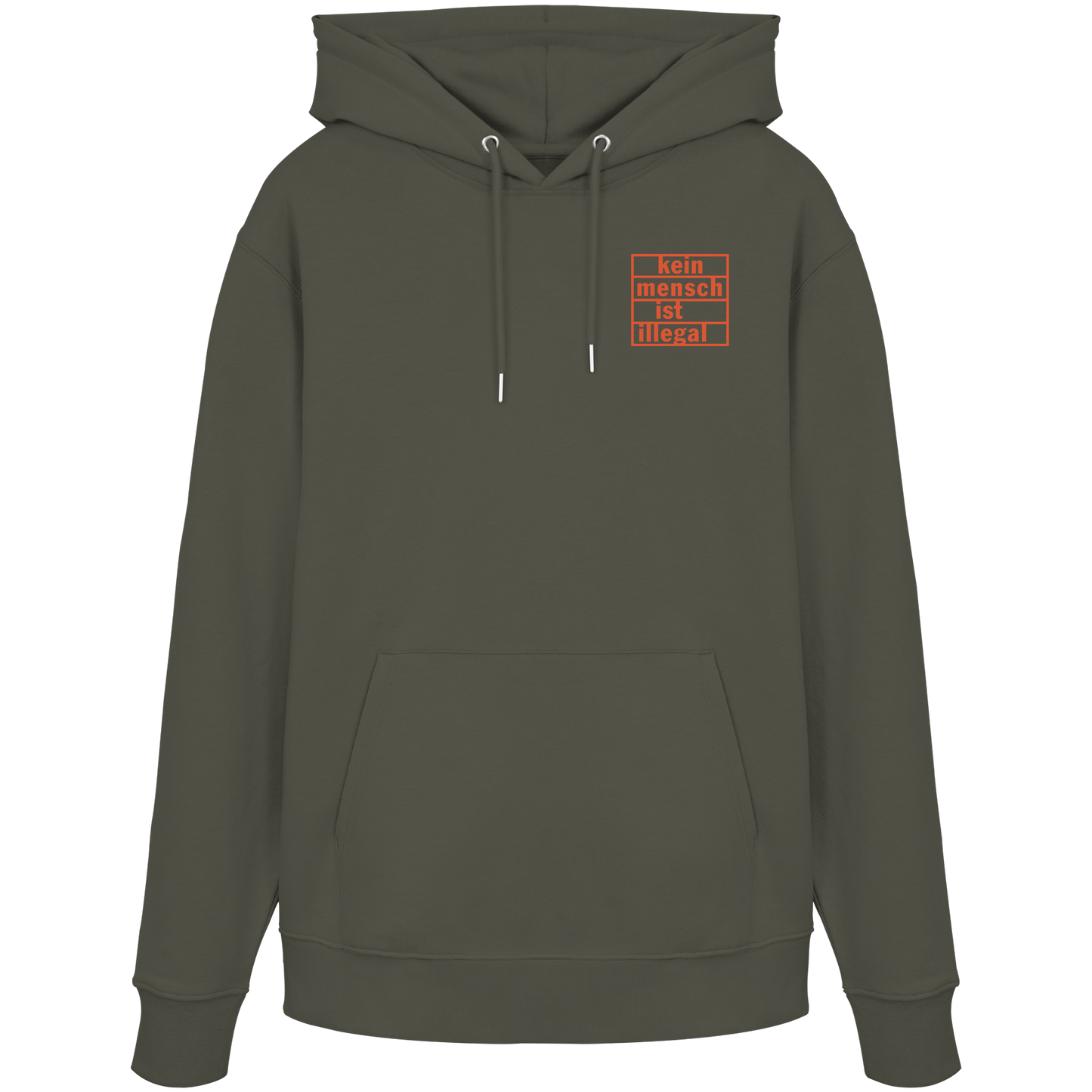 Kein Mensch ist illegal (Orange; kleiner Druck) - Hoodie