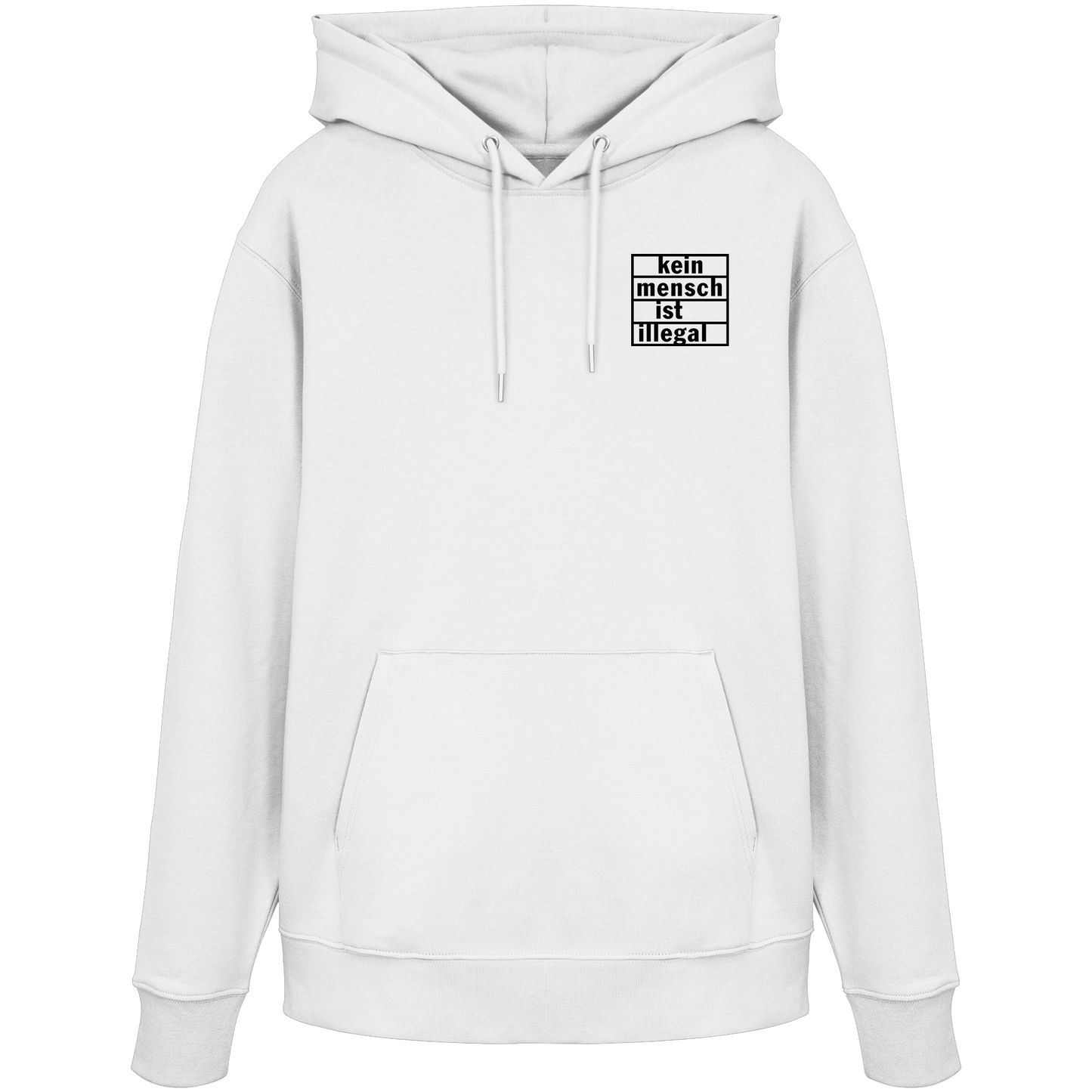 Kein Mensch ist illegal (Schwarz; kleiner Druck) - Hoodie