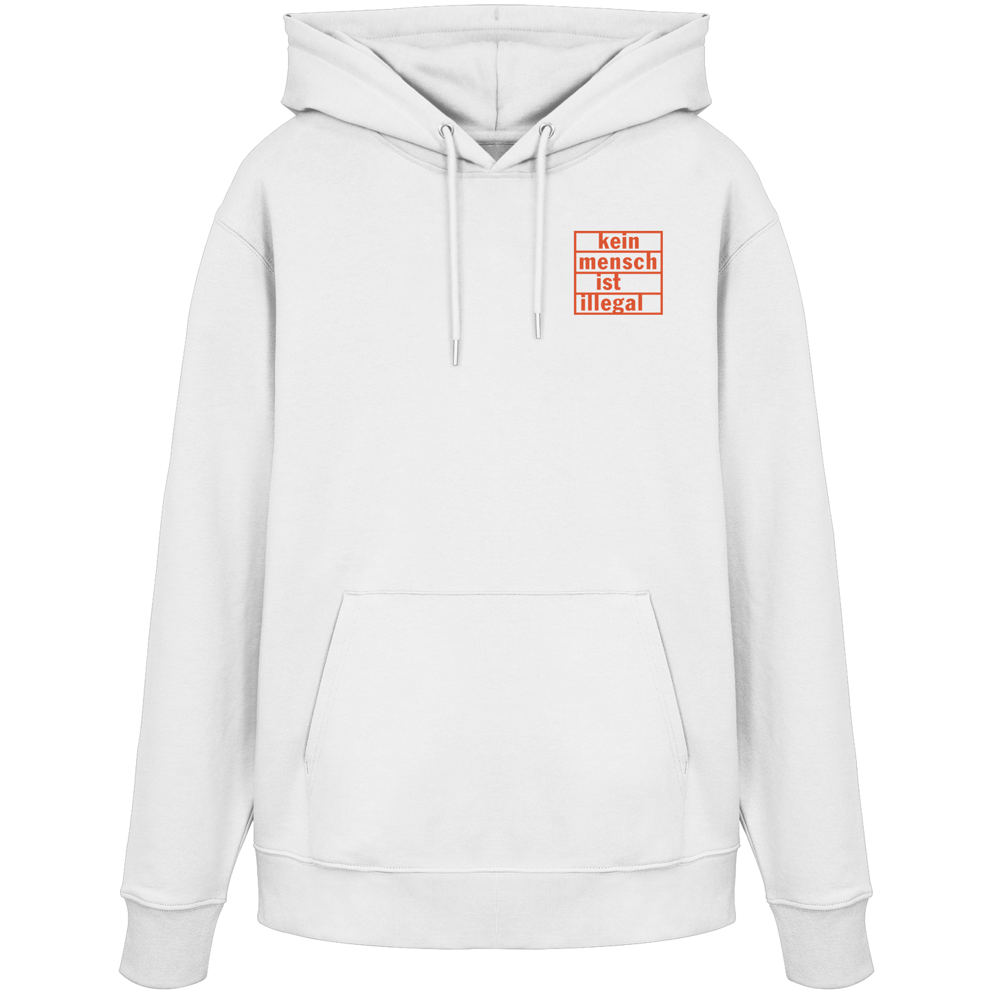 Kein Mensch ist illegal (Orange; kleiner Druck) - Hoodie