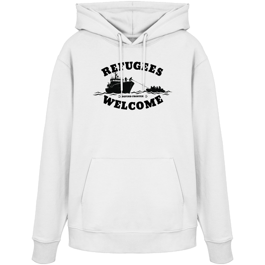 Refugees Welcome at sea (Schwarz) - Hoodie
