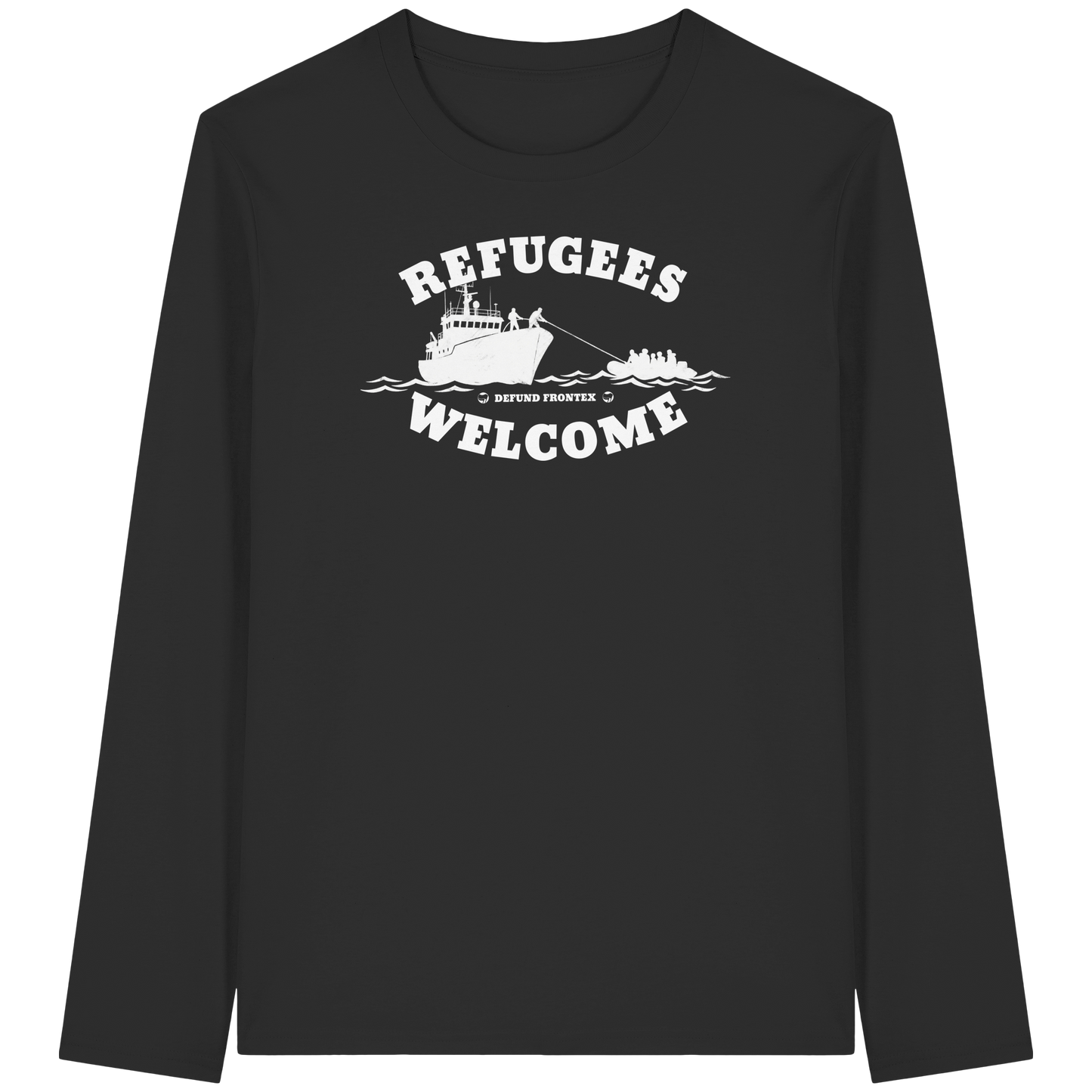 Refugees Welcome at sea (Weiß) - Longsleeve