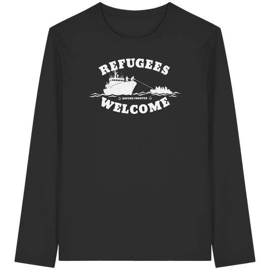 Refugees Welcome at sea (Weiß) - Longsleeve