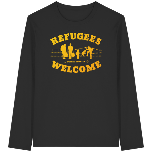 Refugees Welcome on land (Gelb-Orange) - Longsleeve