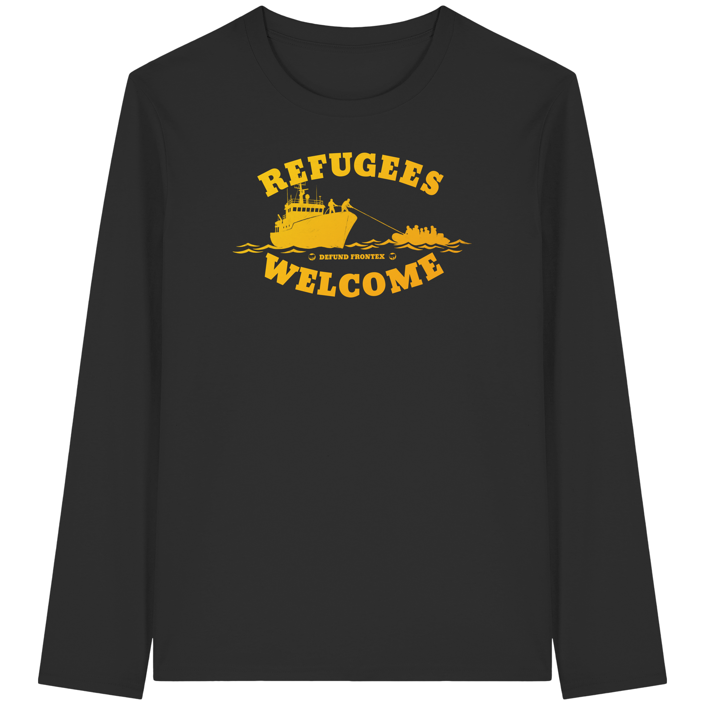 Refugees Welcome at sea (Gelb-Orange) - Longsleeve