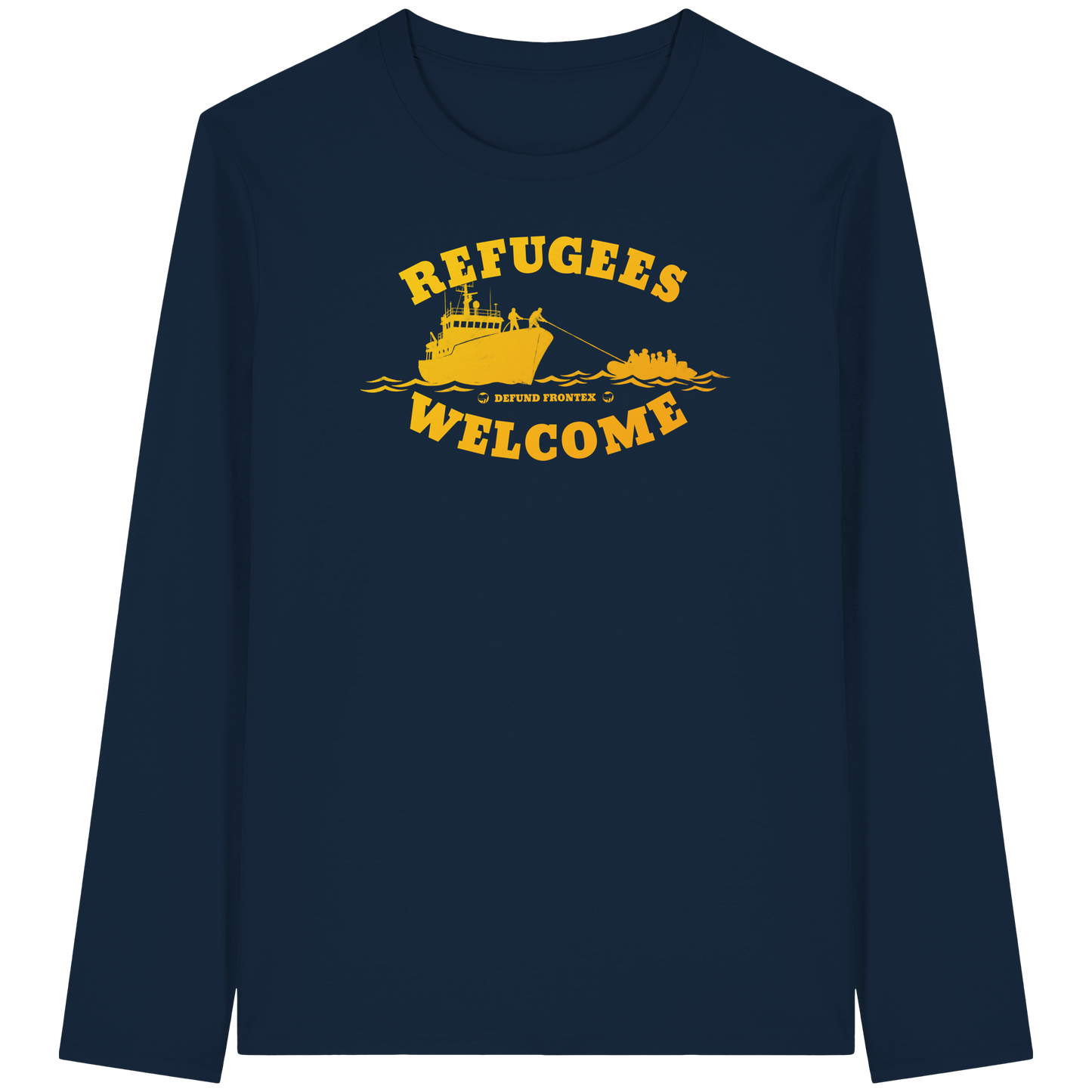 Refugees Welcome at sea (Gelb-Orange) - Longsleeve