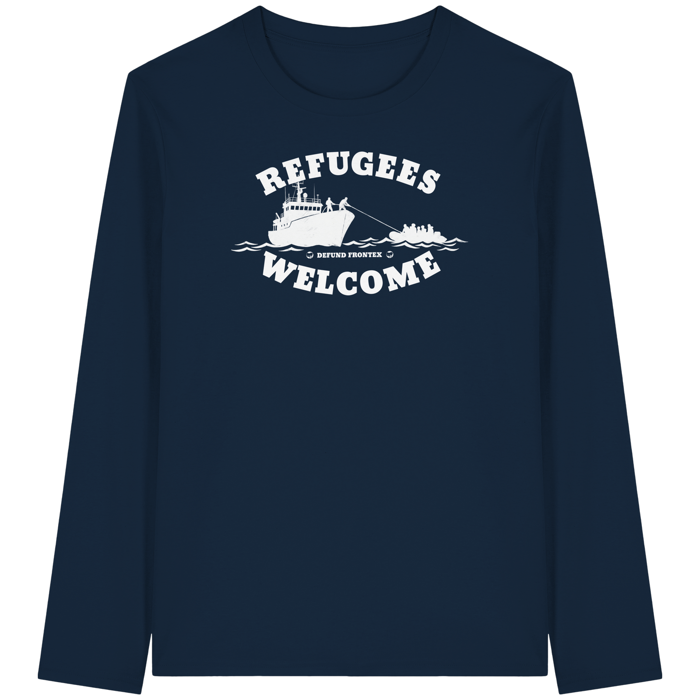 Refugees Welcome at sea (Weiß) - Longsleeve