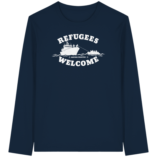 Refugees Welcome at sea (Weiß) - Longsleeve