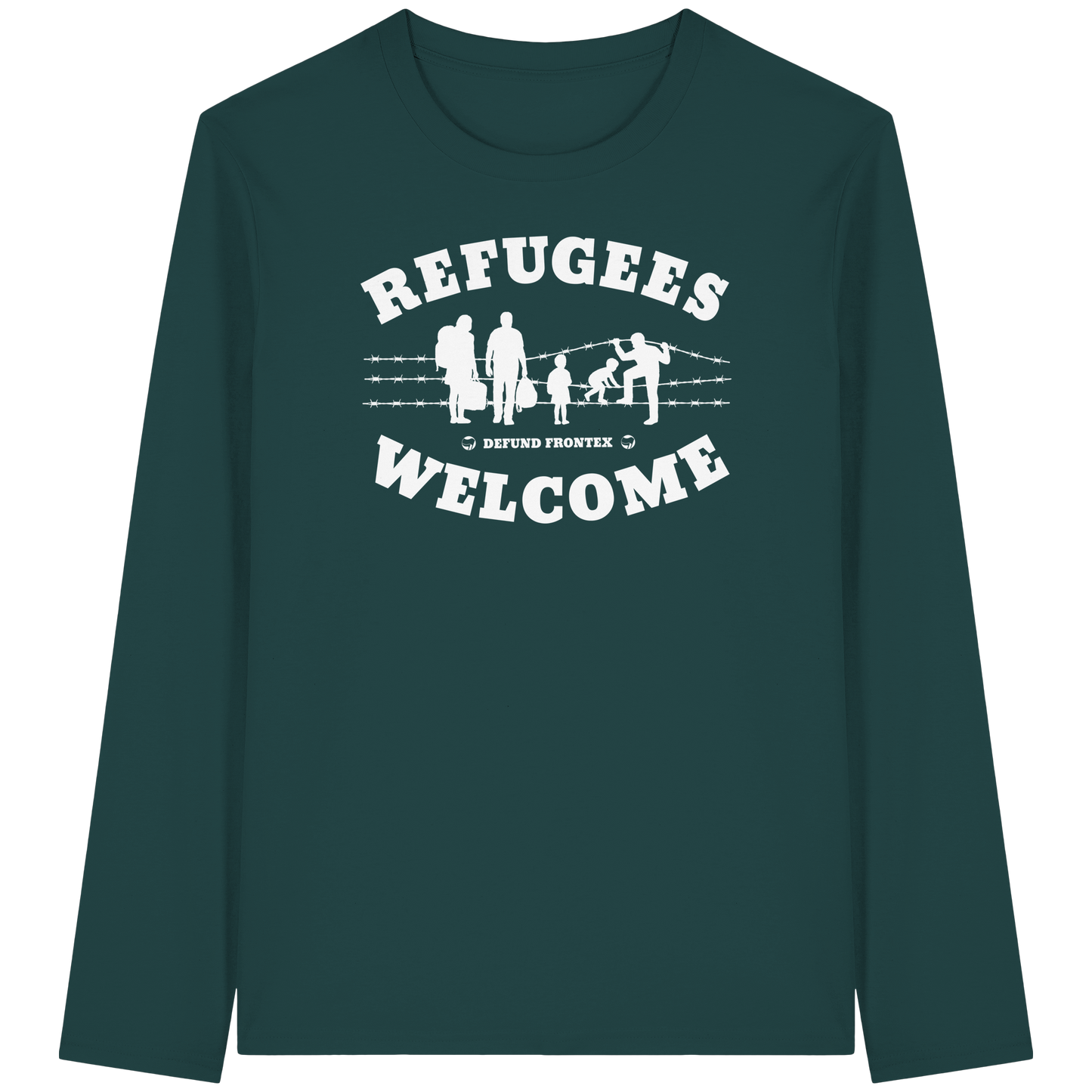 Refugees Welcome on land (Weiß) - Longsleeve