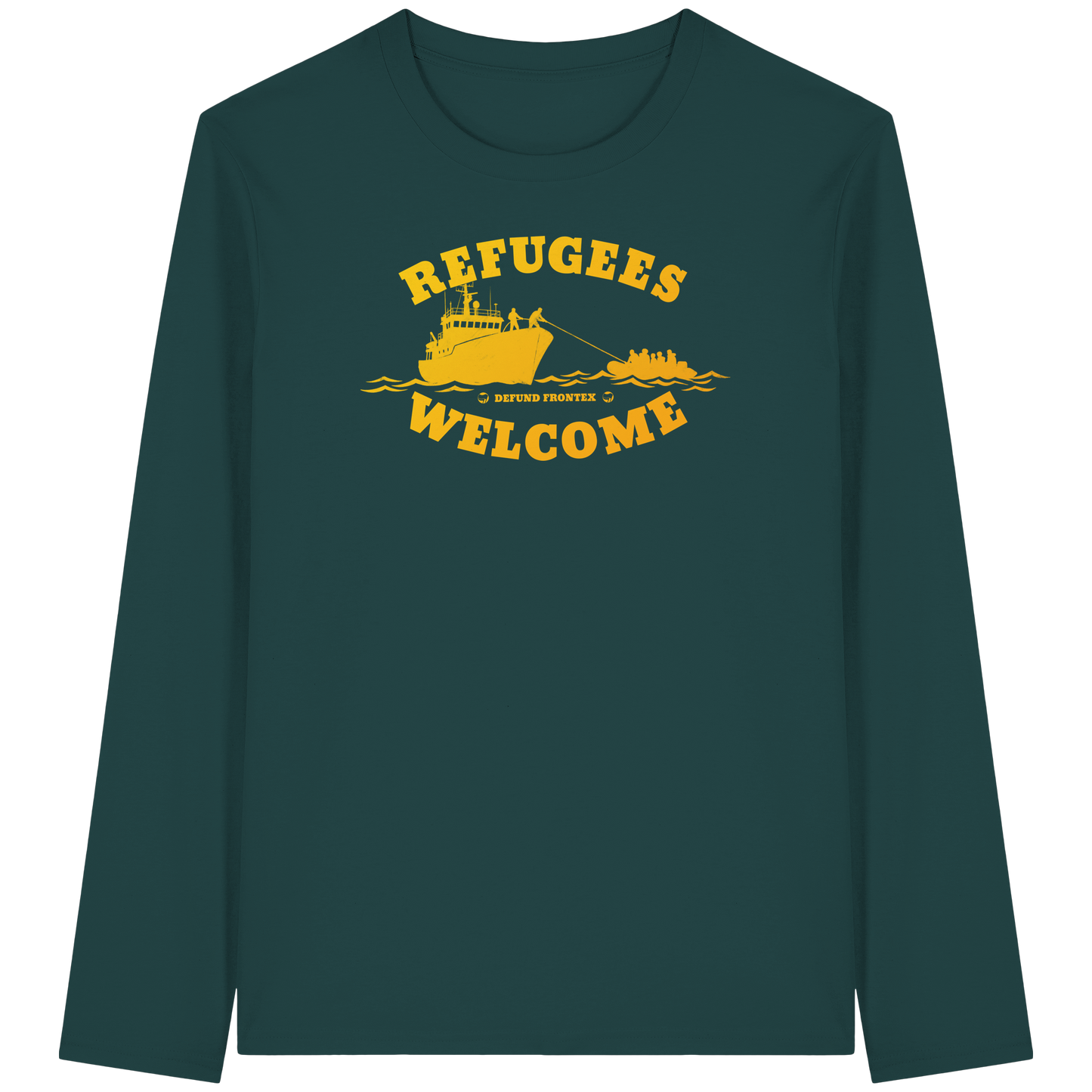 Refugees Welcome at sea (Gelb-Orange) - Longsleeve