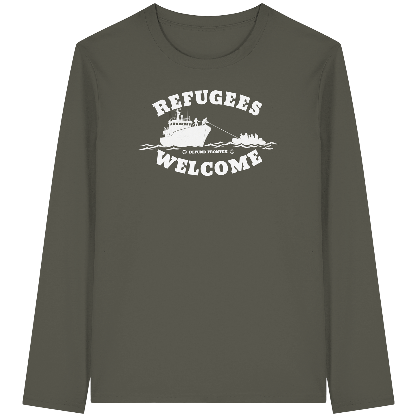 Refugees Welcome at sea (Weiß) - Longsleeve