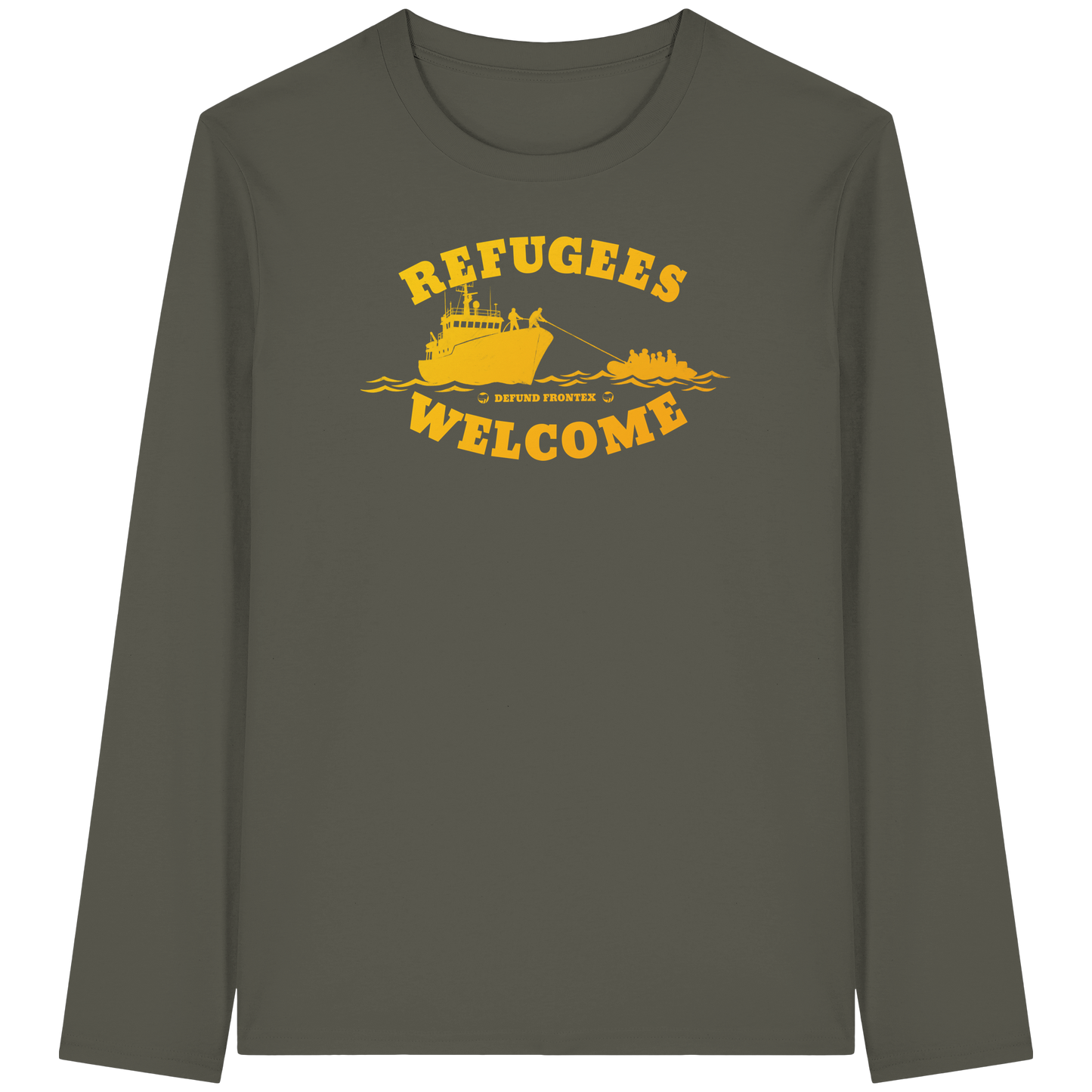 Refugees Welcome at sea (Gelb-Orange) - Longsleeve
