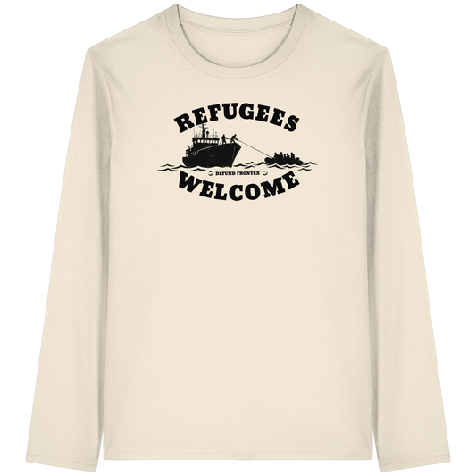 Refugees Welcome at sea (Schwarz) - Longsleeve