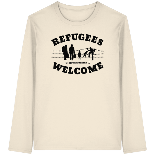Refugees Welcome on land (Schwarz) - Longsleeve
