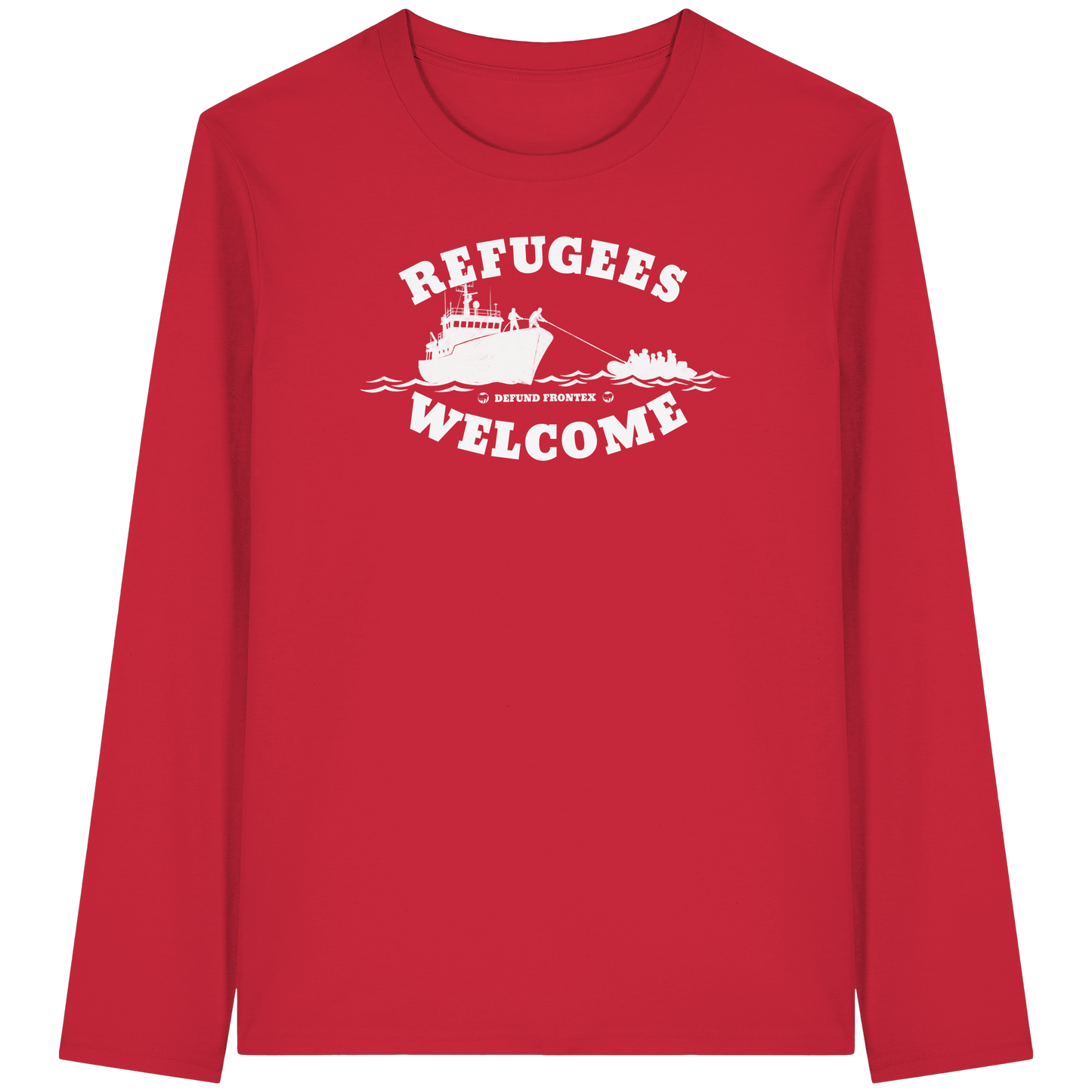Refugees Welcome at sea (Weiß) - Longsleeve