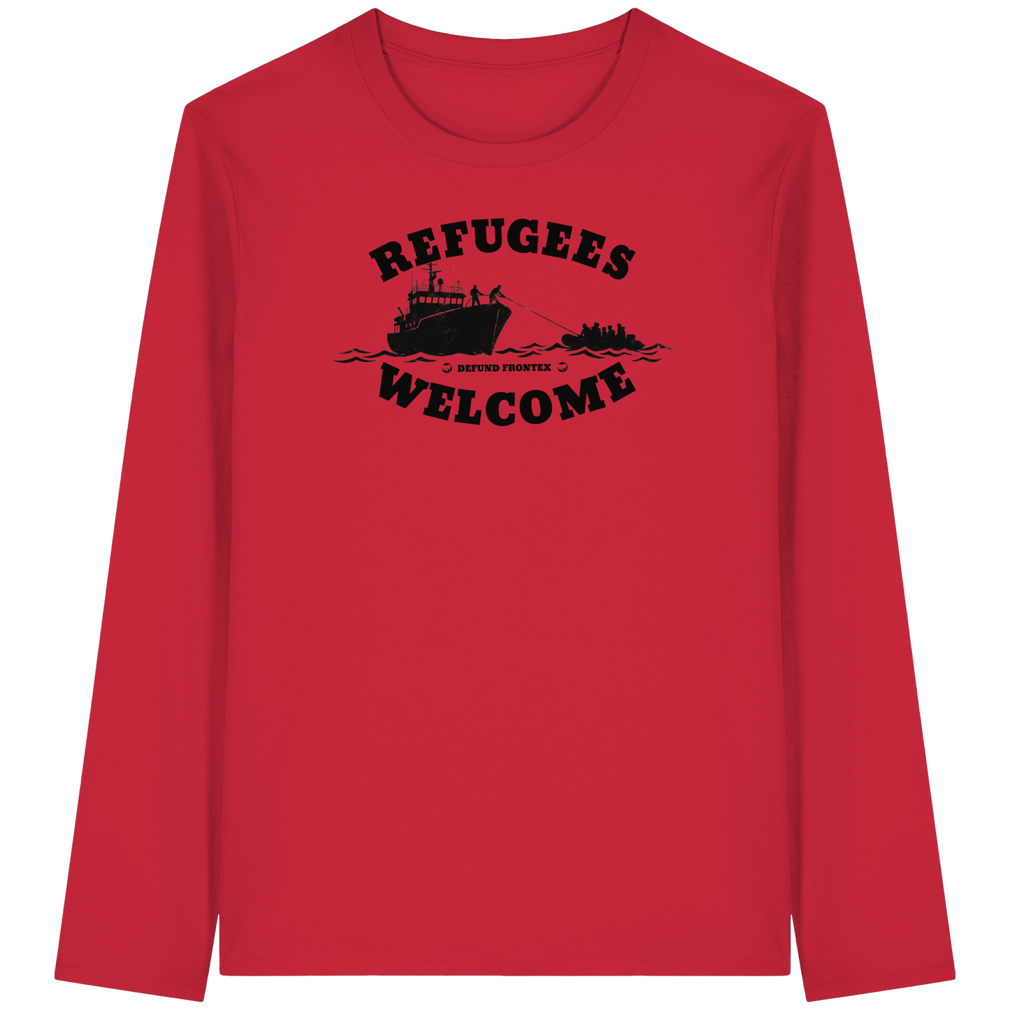 Refugees Welcome at sea (Schwarz) - Longsleeve
