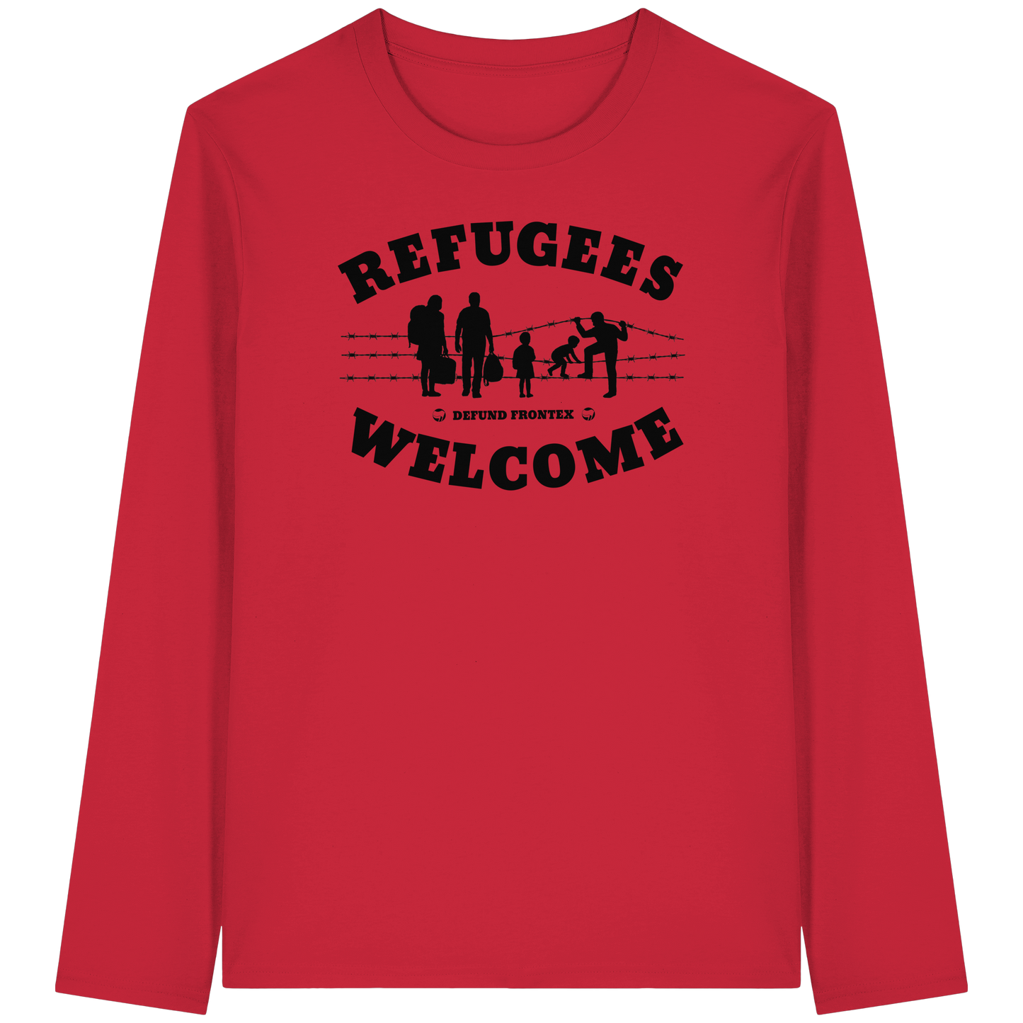 Refugees Welcome on land (Schwarz) - Longsleeve