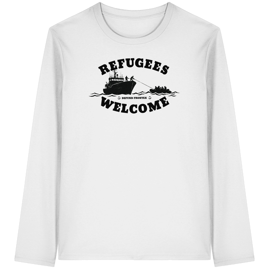 Refugees Welcome at sea (Schwarz) - Longsleeve