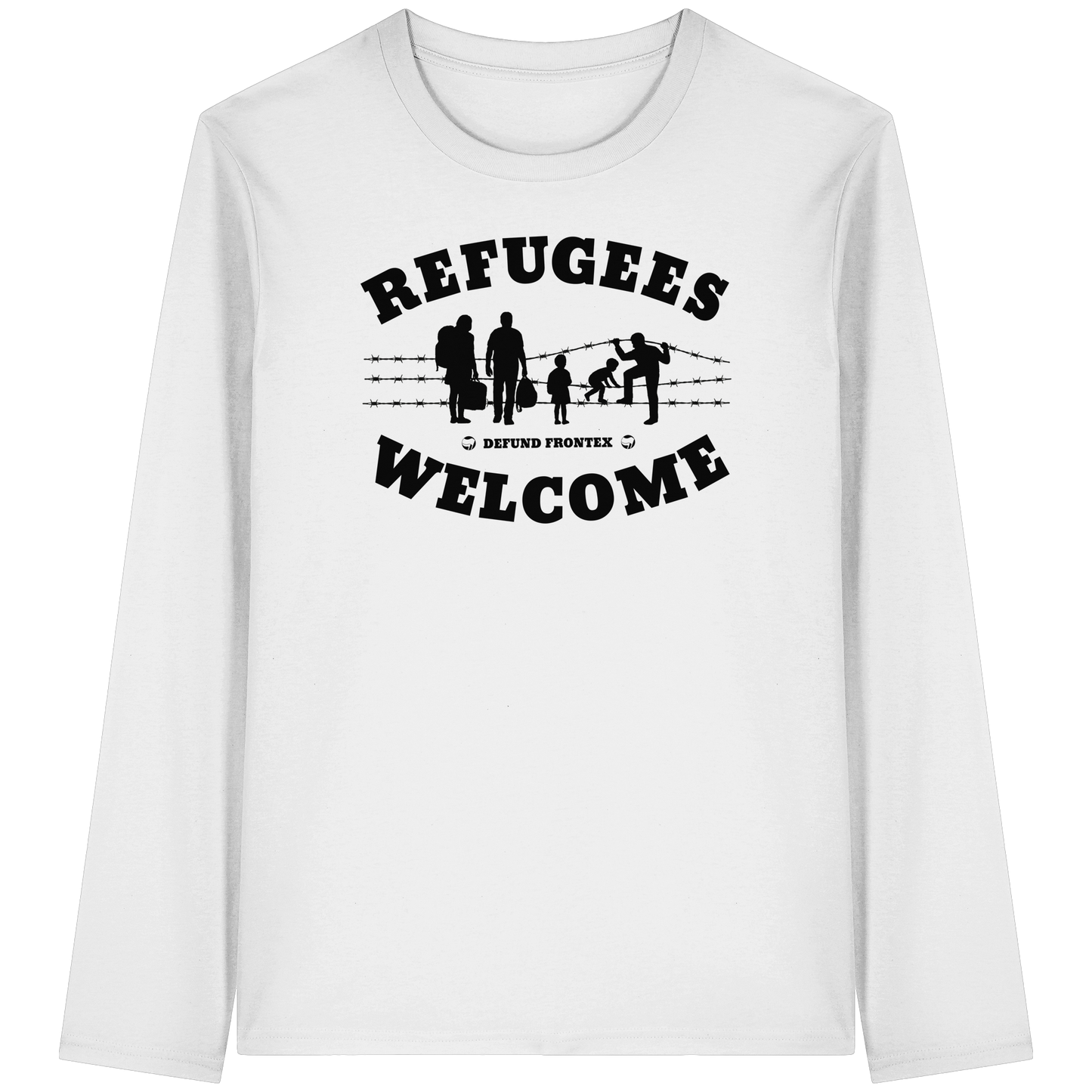 Refugees Welcome on land (Schwarz) - Longsleeve