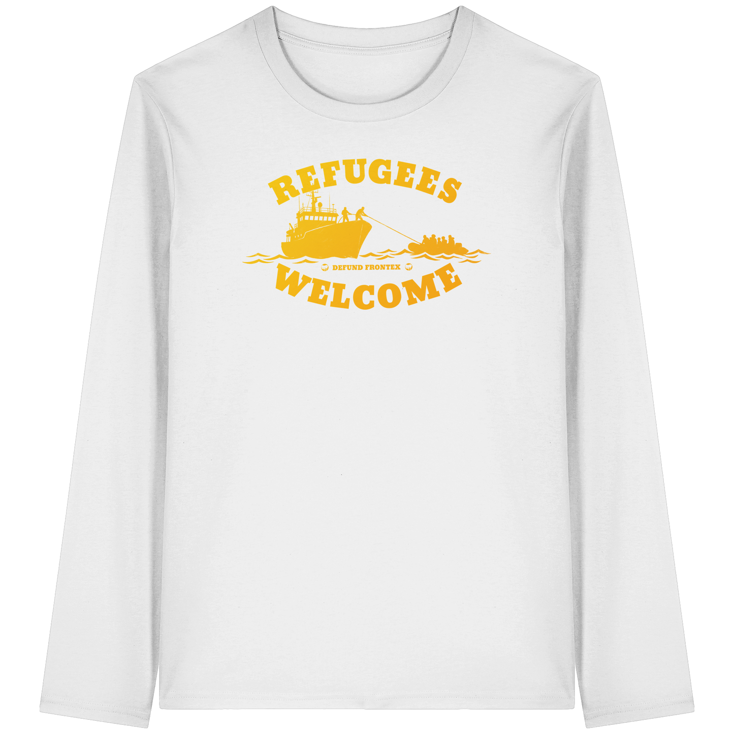 Refugees Welcome at sea (Gelb-Orange) - Longsleeve