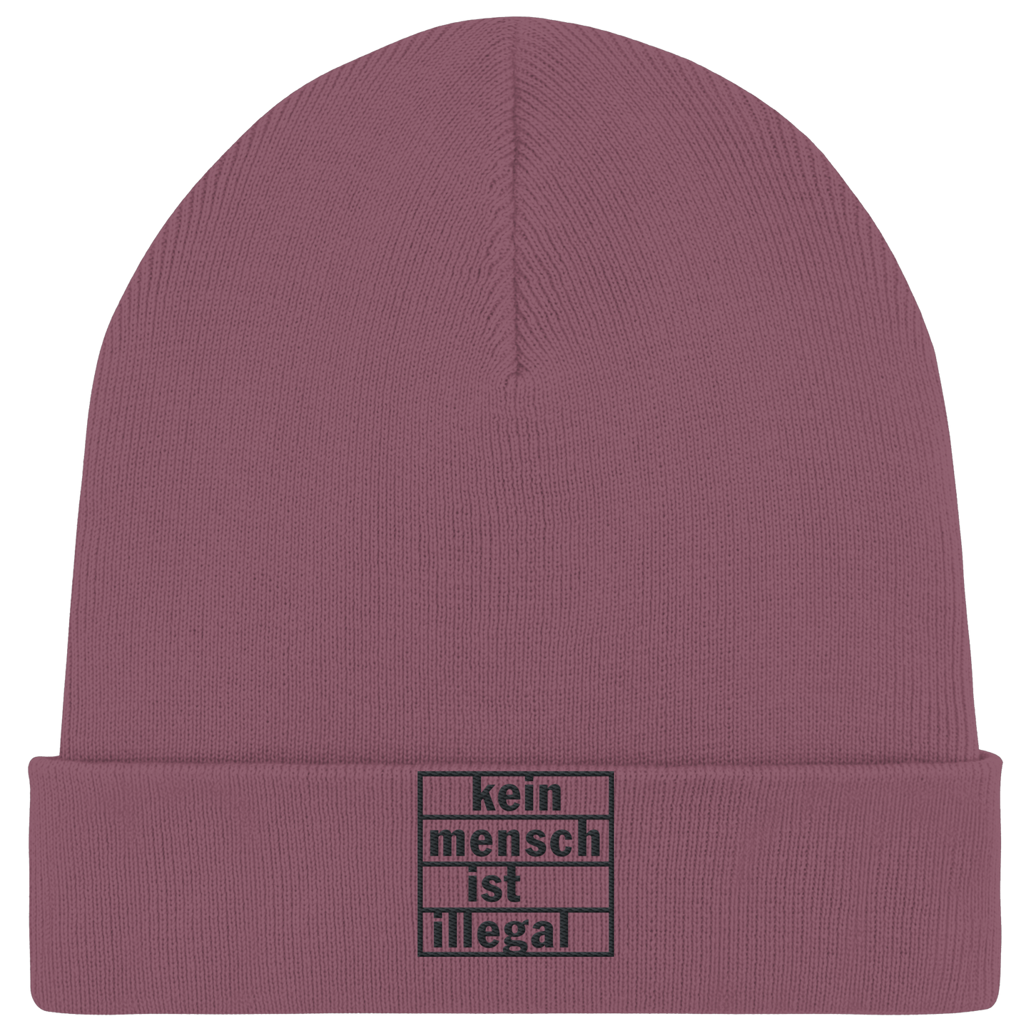 Kein Mensch ist illegal (Schwarz) - Rib Beanie