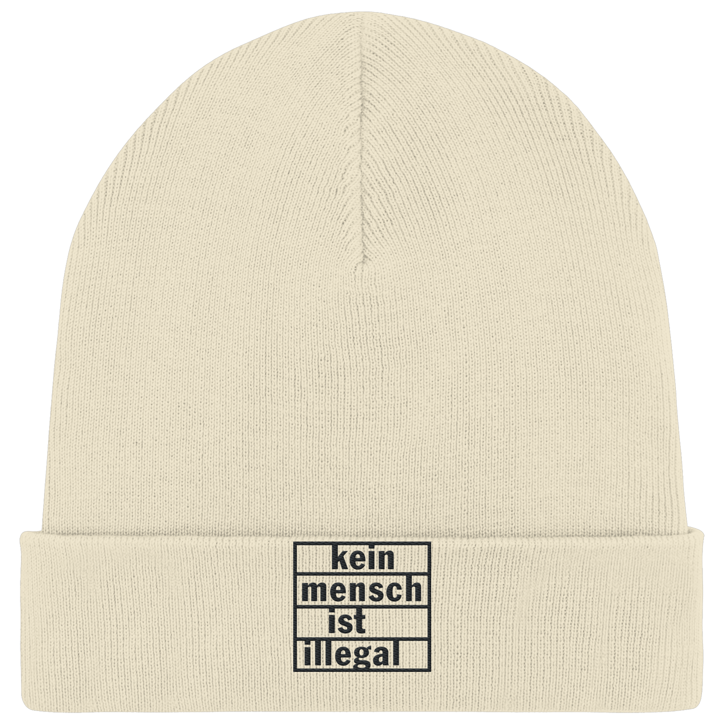 Kein Mensch ist illegal (Schwarz) - Rib Beanie
